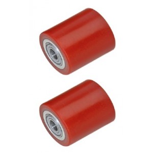 Small Wheel for PT-SC1, 2 & 3 Scissor Lift Table Red Polyurethane Load Roller 50mm x 70mm x 20mm Core (Pack Of Two)