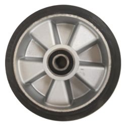 PT Steer Wheel Black Rubber (Silver Cast Core) Ø200mm x 50mm x 20mm Bore
