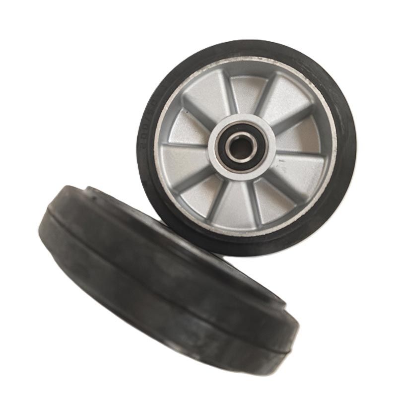 PT Steer Wheel Black Rubber (Silver Cast Core) Ø200mm x 50mm x 20mm Bore