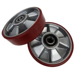 PT-SC1 - Steer Wheel Red PU (Silver Cast Core) Ø150mm x 40mm x 20mm Bore (Pack of 2)