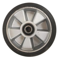 PT Steer Wheel Black Rubber (Silver Cast Core) Ø200mm x 50mm x 20mm Bore