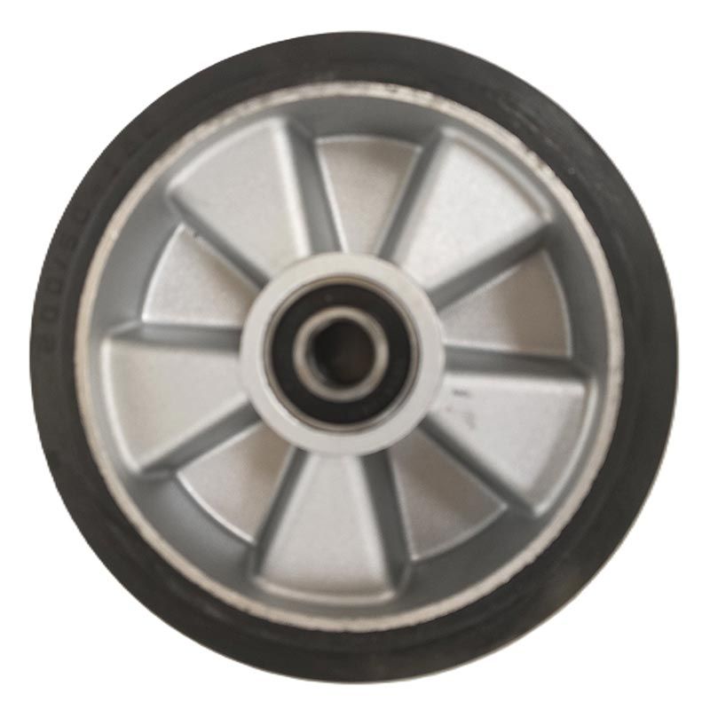 PT Steer Wheel Black Rubber (Silver Cast Core) Ø200mm x 50mm x 20mm Bore