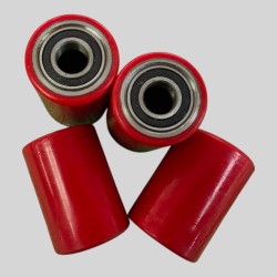 PT-LOW51 Load Rollers Red Polyurethane Ø50mm x 70mm x 17mm Core - 4 Pack