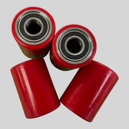 PT-LOW51 Load Rollers Red Polyurethane Ø50mm x 70mm x 17mm Core - 4 Pack